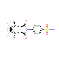 NS(=O)(=O)c1ccc(N2C(=O)[C@@H]3[C@H](C2=O)[C@@]2(Cl)C(Cl)=C(Cl)[C@@]3(Cl)C2(Cl)Cl)cc1 ZINC000105023014