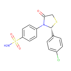 NS(=O)(=O)c1ccc(N2C(=O)CS[C@@H]2c2ccc(Cl)cc2)cc1 ZINC000096917033