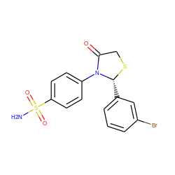 NS(=O)(=O)c1ccc(N2C(=O)CS[C@@H]2c2cccc(Br)c2)cc1 ZINC000096917041