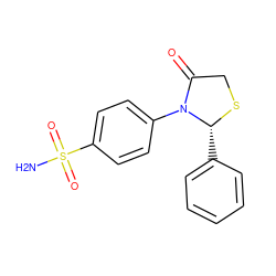 NS(=O)(=O)c1ccc(N2C(=O)CS[C@@H]2c2ccccc2)cc1 ZINC000095564461