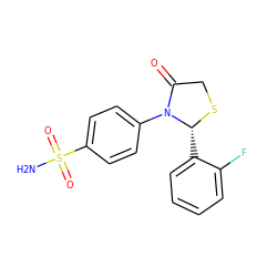 NS(=O)(=O)c1ccc(N2C(=O)CS[C@@H]2c2ccccc2F)cc1 ZINC000096917049