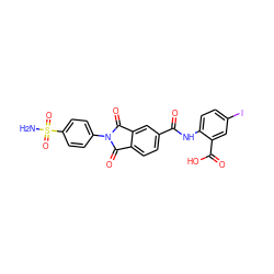 NS(=O)(=O)c1ccc(N2C(=O)c3ccc(C(=O)Nc4ccc(I)cc4C(=O)O)cc3C2=O)cc1 ZINC001772573790