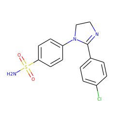 NS(=O)(=O)c1ccc(N2CCN=C2c2ccc(Cl)cc2)cc1 ZINC000299833833