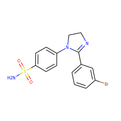 NS(=O)(=O)c1ccc(N2CCN=C2c2cccc(Br)c2)cc1 ZINC000299828572