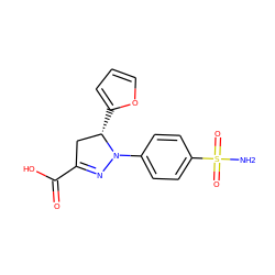 NS(=O)(=O)c1ccc(N2N=C(C(=O)O)C[C@@H]2c2ccco2)cc1 ZINC000653801634