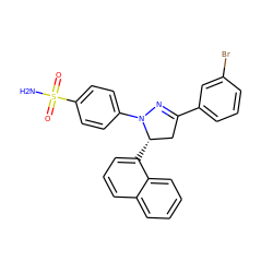 NS(=O)(=O)c1ccc(N2N=C(c3cccc(Br)c3)C[C@@H]2c2cccc3ccccc23)cc1 ZINC000473135491