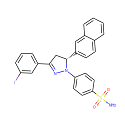 NS(=O)(=O)c1ccc(N2N=C(c3cccc(I)c3)C[C@@H]2c2ccc3ccccc3c2)cc1 ZINC000473122273