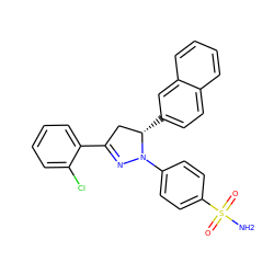 NS(=O)(=O)c1ccc(N2N=C(c3ccccc3Cl)C[C@@H]2c2ccc3ccccc3c2)cc1 ZINC000473111847