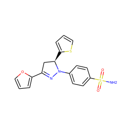 NS(=O)(=O)c1ccc(N2N=C(c3ccco3)C[C@H]2c2cccs2)cc1 ZINC000653810120