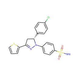 NS(=O)(=O)c1ccc(N2N=C(c3cccs3)C[C@@H]2c2ccc(Cl)cc2)cc1 ZINC000653780444