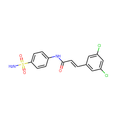 NS(=O)(=O)c1ccc(NC(=O)/C=C/c2cc(Cl)cc(Cl)c2)cc1 ZINC000012455278