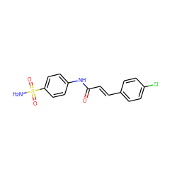 NS(=O)(=O)c1ccc(NC(=O)/C=C/c2ccc(Cl)cc2)cc1 ZINC000000320929