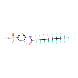 NS(=O)(=O)c1ccc(NC(=O)C(F)(F)C(F)(F)C(F)(F)C(F)(F)C(F)(F)C(F)(F)C(F)(F)C(F)(F)F)c(I)c1 ZINC000095611399