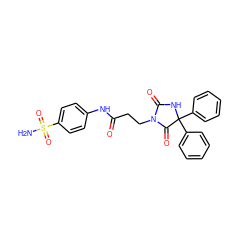 NS(=O)(=O)c1ccc(NC(=O)CCN2C(=O)NC(c3ccccc3)(c3ccccc3)C2=O)cc1 ZINC000653721471