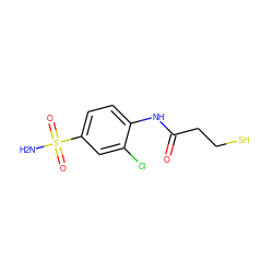 NS(=O)(=O)c1ccc(NC(=O)CCS)c(Cl)c1 ZINC000014947476