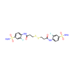 NS(=O)(=O)c1ccc(NC(=O)CCSSCCC(=O)Nc2ccc(S(N)(=O)=O)cc2F)c(F)c1 ZINC000014947470