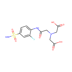 NS(=O)(=O)c1ccc(NC(=O)CN(CC(=O)O)CC(=O)O)c(F)c1 ZINC000013472905