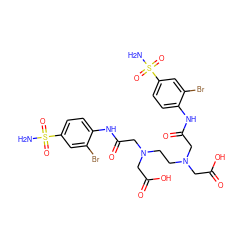 NS(=O)(=O)c1ccc(NC(=O)CN(CCN(CC(=O)O)CC(=O)Nc2ccc(S(N)(=O)=O)cc2Br)CC(=O)O)c(Br)c1 ZINC000095541992