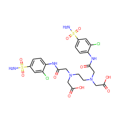 NS(=O)(=O)c1ccc(NC(=O)CN(CCN(CC(=O)O)CC(=O)Nc2ccc(S(N)(=O)=O)cc2Cl)CC(=O)O)c(Cl)c1 ZINC000029230383