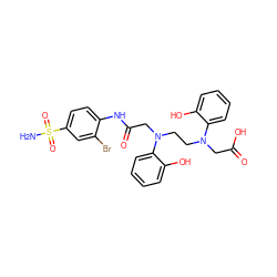 NS(=O)(=O)c1ccc(NC(=O)CN(CCN(CC(=O)O)c2ccccc2O)c2ccccc2O)c(Br)c1 ZINC000029244546