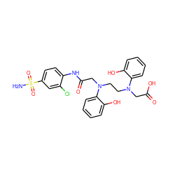 NS(=O)(=O)c1ccc(NC(=O)CN(CCN(CC(=O)O)c2ccccc2O)c2ccccc2O)c(Cl)c1 ZINC000029244898