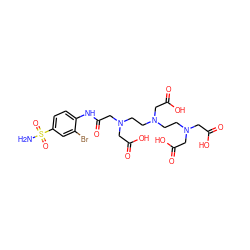 NS(=O)(=O)c1ccc(NC(=O)CN(CCN(CCN(CC(=O)O)CC(=O)O)CC(=O)O)CC(=O)O)c(Br)c1 ZINC000029245573