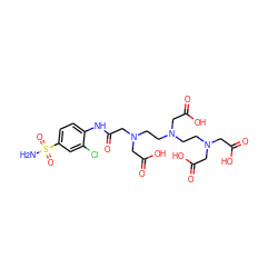 NS(=O)(=O)c1ccc(NC(=O)CN(CCN(CCN(CC(=O)O)CC(=O)O)CC(=O)O)CC(=O)O)c(Cl)c1 ZINC000029230900