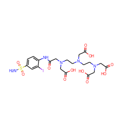 NS(=O)(=O)c1ccc(NC(=O)CN(CCN(CCN(CC(=O)O)CC(=O)O)CC(=O)O)CC(=O)O)c(I)c1 ZINC000029229174