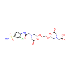 NS(=O)(=O)c1ccc(NC(=O)CN(CCOCCOCCN(CC(=O)O)CC(=O)O)CC(=O)O)c(Cl)c1 ZINC000029248205