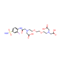 NS(=O)(=O)c1ccc(NC(=O)CN(CCOCCOCCN(CC(=O)O)CC(=O)O)CC(=O)O)c(I)c1 ZINC000029239379