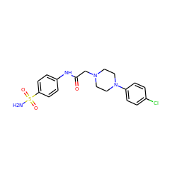 NS(=O)(=O)c1ccc(NC(=O)CN2CCN(c3ccc(Cl)cc3)CC2)cc1 ZINC000058139201