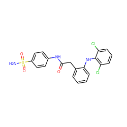 NS(=O)(=O)c1ccc(NC(=O)Cc2ccccc2Nc2c(Cl)cccc2Cl)cc1 ZINC000012028683