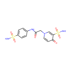 NS(=O)(=O)c1ccc(NC(=O)Cn2ccc(=O)c(S(N)(=O)=O)c2)cc1 ZINC000095559575