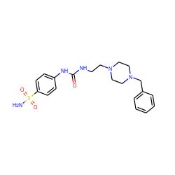 NS(=O)(=O)c1ccc(NC(=O)NCCN2CCN(Cc3ccccc3)CC2)cc1 ZINC000538439926