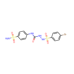 NS(=O)(=O)c1ccc(NC(=O)NNS(=O)(=O)c2ccc(Br)cc2)cc1 ZINC000299827150