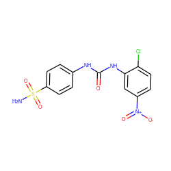 NS(=O)(=O)c1ccc(NC(=O)Nc2cc([N+](=O)[O-])ccc2Cl)cc1 ZINC000114362369