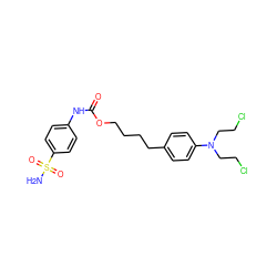 NS(=O)(=O)c1ccc(NC(=O)OCCCCc2ccc(N(CCCl)CCCl)cc2)cc1 ZINC001772616088