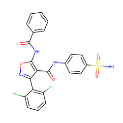 NS(=O)(=O)c1ccc(NC(=O)c2c(-c3c(Cl)cccc3Cl)noc2NC(=O)c2ccccc2)cc1 ZINC001772616426