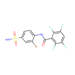 NS(=O)(=O)c1ccc(NC(=O)c2c(F)c(F)cc(F)c2F)c(Br)c1 ZINC000013561057