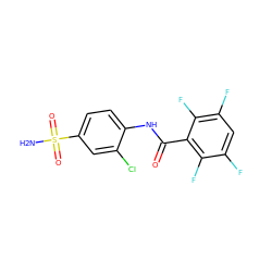 NS(=O)(=O)c1ccc(NC(=O)c2c(F)c(F)cc(F)c2F)c(Cl)c1 ZINC000013561056