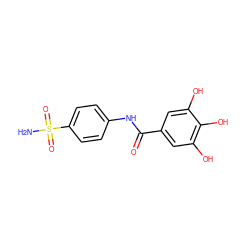 NS(=O)(=O)c1ccc(NC(=O)c2cc(O)c(O)c(O)c2)cc1 ZINC000043024355