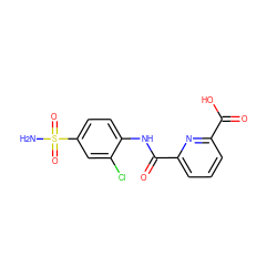 NS(=O)(=O)c1ccc(NC(=O)c2cccc(C(=O)O)n2)c(Cl)c1 ZINC000013799115