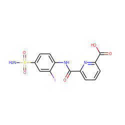 NS(=O)(=O)c1ccc(NC(=O)c2cccc(C(=O)O)n2)c(I)c1 ZINC000013799123