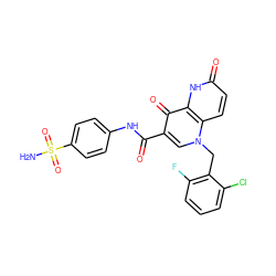 NS(=O)(=O)c1ccc(NC(=O)c2cn(Cc3c(F)cccc3Cl)c3ccc(=O)[nH]c3c2=O)cc1 ZINC000073140627