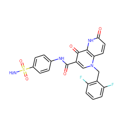 NS(=O)(=O)c1ccc(NC(=O)c2cn(Cc3c(F)cccc3F)c3ccc(=O)[nH]c3c2=O)cc1 ZINC000073169524