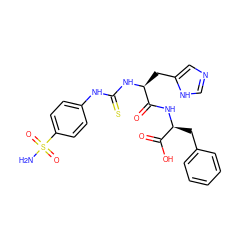 NS(=O)(=O)c1ccc(NC(=S)N[C@@H](Cc2cnc[nH]2)C(=O)N[C@@H](Cc2ccccc2)C(=O)O)cc1 ZINC000013835666