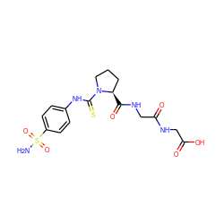 NS(=O)(=O)c1ccc(NC(=S)N2CCC[C@H]2C(=O)NCC(=O)NCC(=O)O)cc1 ZINC000013835670