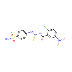 NS(=O)(=O)c1ccc(NC(=S)NC(=O)c2cc([N+](=O)[O-])ccc2Cl)cc1 ZINC000098083687