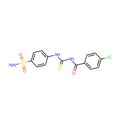 NS(=O)(=O)c1ccc(NC(=S)NC(=O)c2ccc(Cl)cc2)cc1 ZINC000005799376