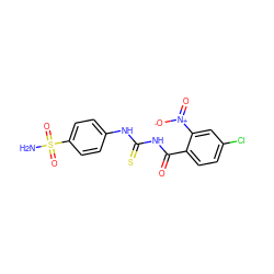 NS(=O)(=O)c1ccc(NC(=S)NC(=O)c2ccc(Cl)cc2[N+](=O)[O-])cc1 ZINC000098083955